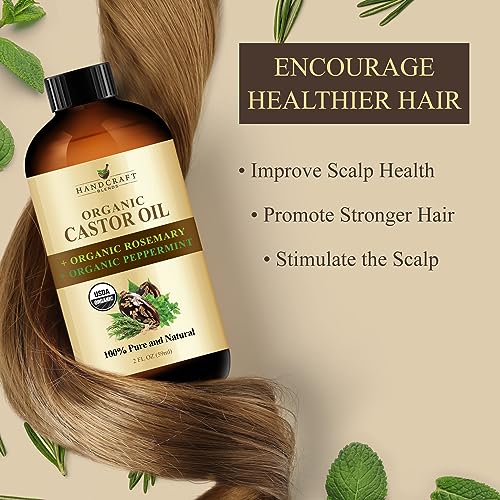 Organic Castor Oil with Rosemary and Peppermint Oil in Glass Bottle - 2 Fl Oz C1295