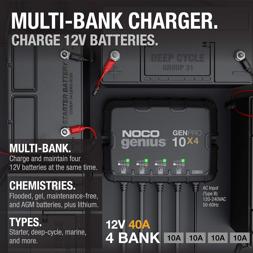 4-Bank 40-Amp Fully-Automatic Smart Marine Charger H7985