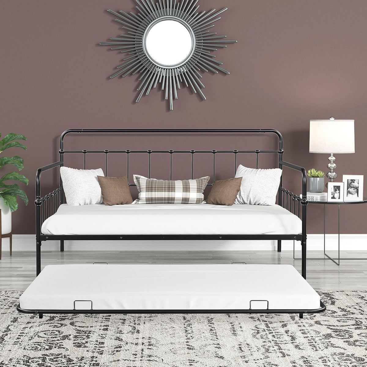 Single bed with rollers, metal, safety barrier I845