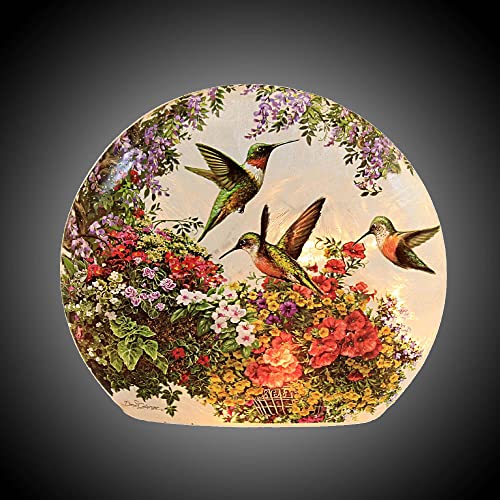 Coral Glass Hummingbirds Flowers Electric Orb, 7.0 inch S78826