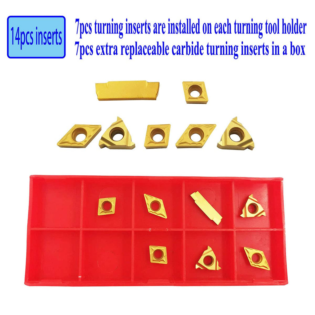 21 Pcs 10mm Shank Carbide Lathe Turning Insert Tool Holder Bit Set L809
