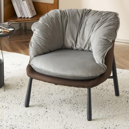 Black & Gray Velvet Barrel Chair with Metal Legs S948599