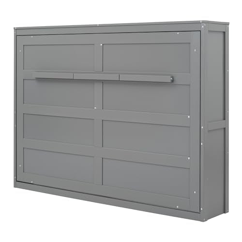 Gray Queen Solid Wood Murphy Cabinet Bed Z3508