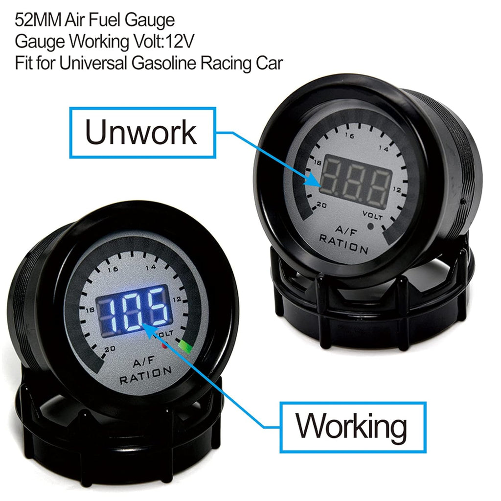 52mm LED Digital Air/Fuel Ratio Gauge with Narrowband O2 Oxygen Sensor Pack of 2 B4025