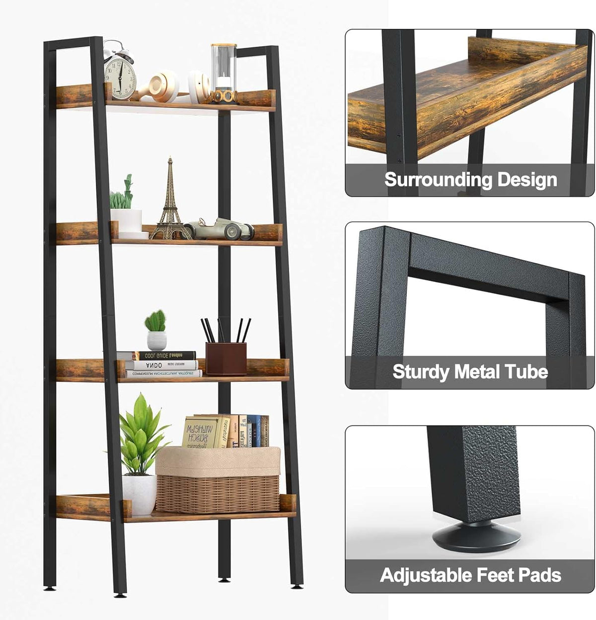 Adjustable Wood and Metal Bookshelf C981342