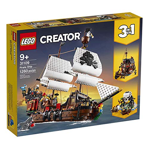 LEGO Creator 3 in 1 Pirate Ship Building Set, 4 Minifigures, Shark Toy, Ages 9+ W963312