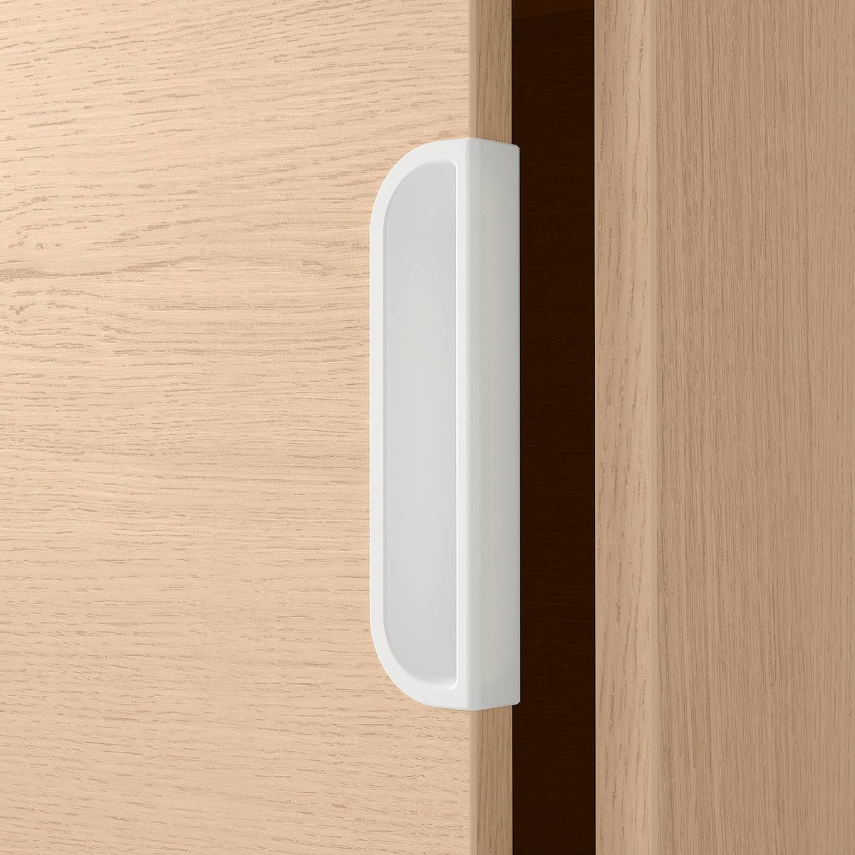 White Stained Oak Veneer Cabinet with Sliding Doors G375401