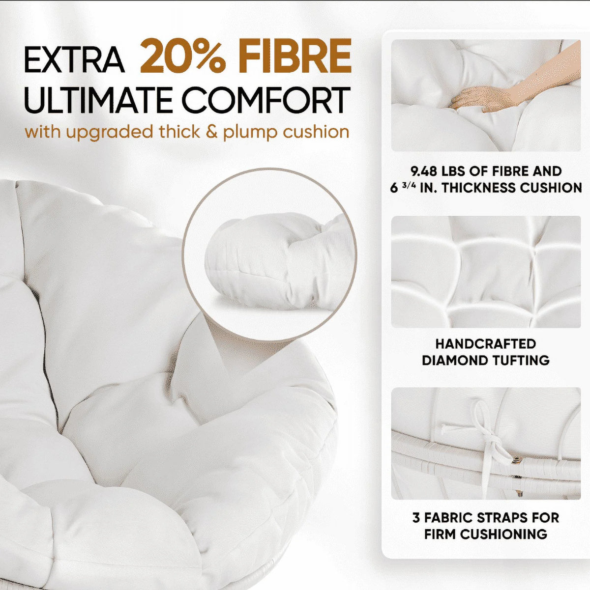 360 Swivel Papasan Chair with Fabric Cushion N43719