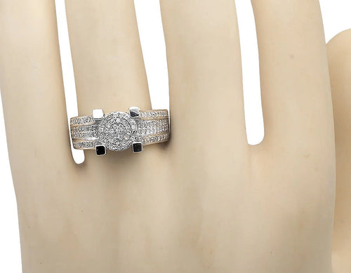 10k White Gold Ladies Round Cluster Diamond Ring B2808
