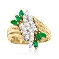 Vintage Diamond and Emerald Ring in 14kt Yellow Gold T189