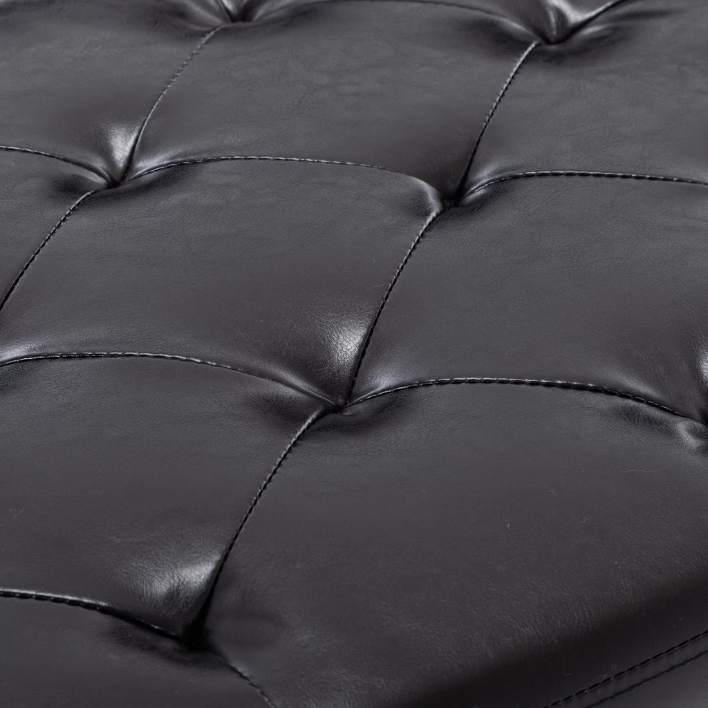 Black Faux Leather Storage Ottoman B781