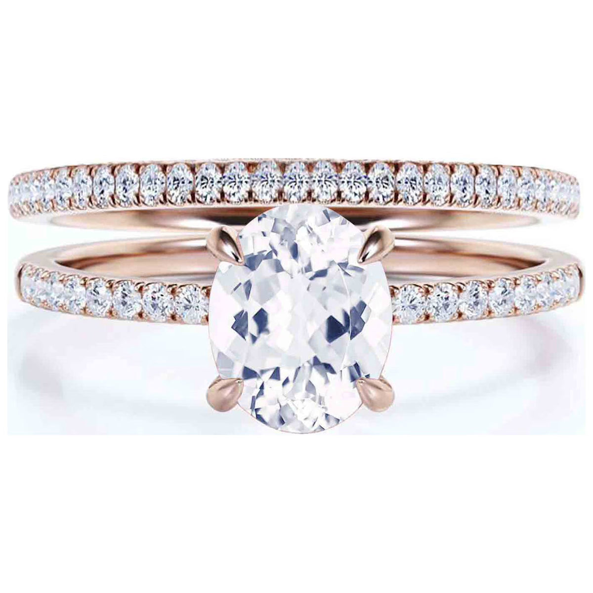 Minimalist 2.00 Carat Oval Diamond Moissanite Engagement Ring in 925 Sterling Silver With 18k Rose Gold Plating I446662