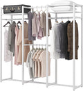 Heavy Duty Free Standing Clothes Rack with Shelves and Hanging Rod O570