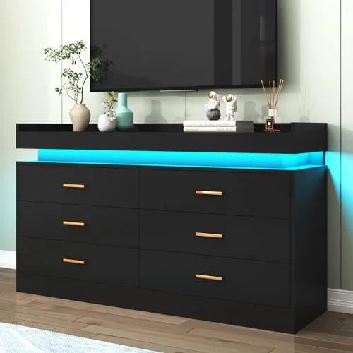9 Drawer White Dresser with LED Light L92552