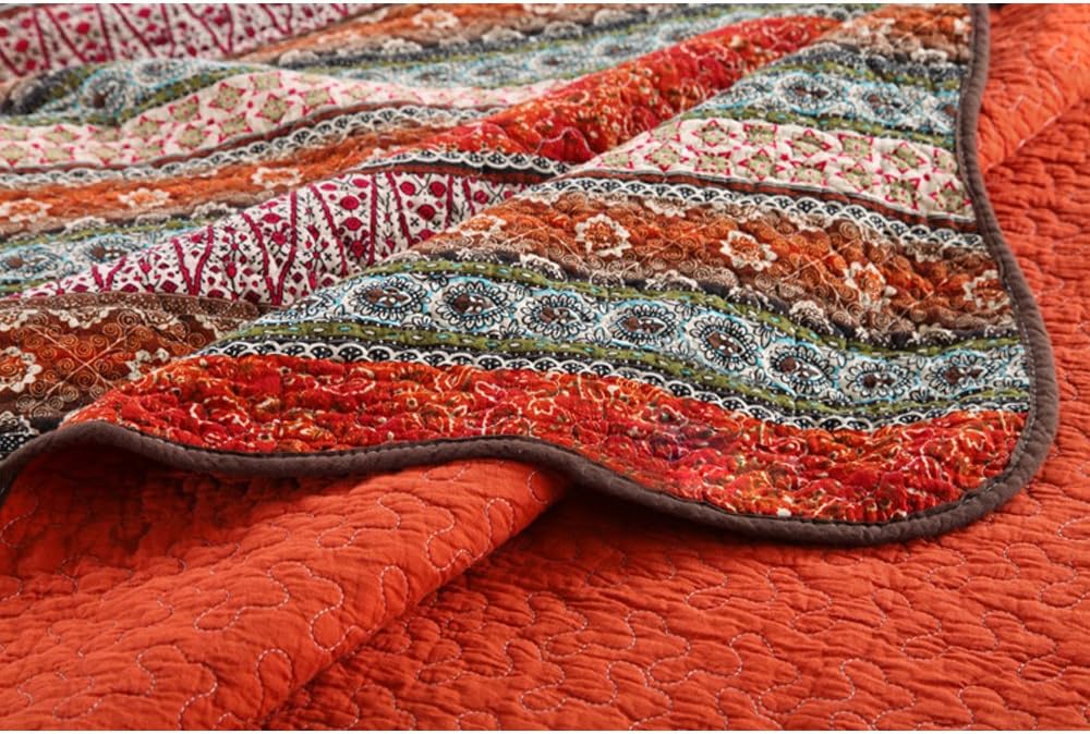 King Size Cotton Patchwork Bedspread Quilt Set L74154