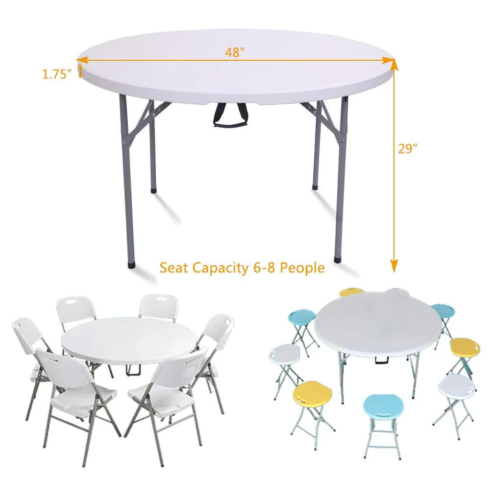 48" Round White Folding Plastic Table O541528