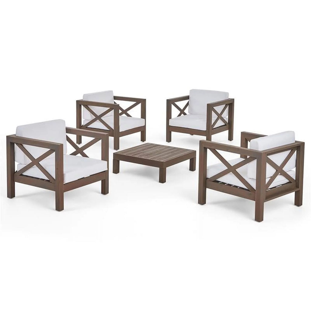 Teak & Red 4 Seater Outdoor Loveseat Chat Set A603