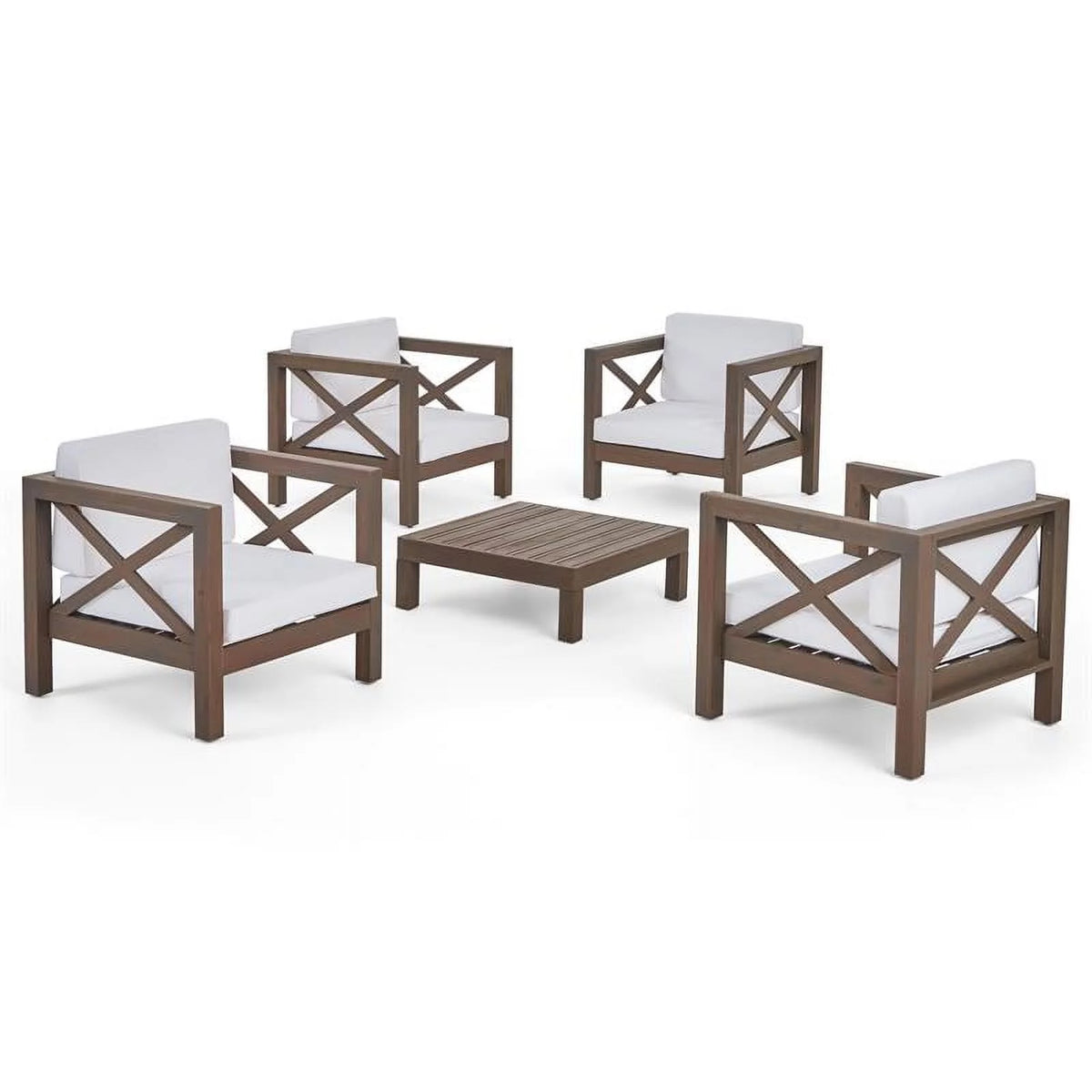 Teak & Red 4 Seater Outdoor Loveseat Chat Set A603