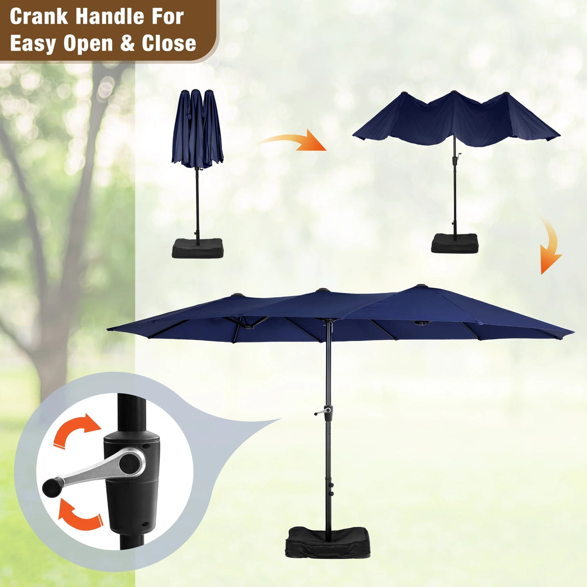 13FT Double Sided Patio Umbrella with Crank Handle Q54667