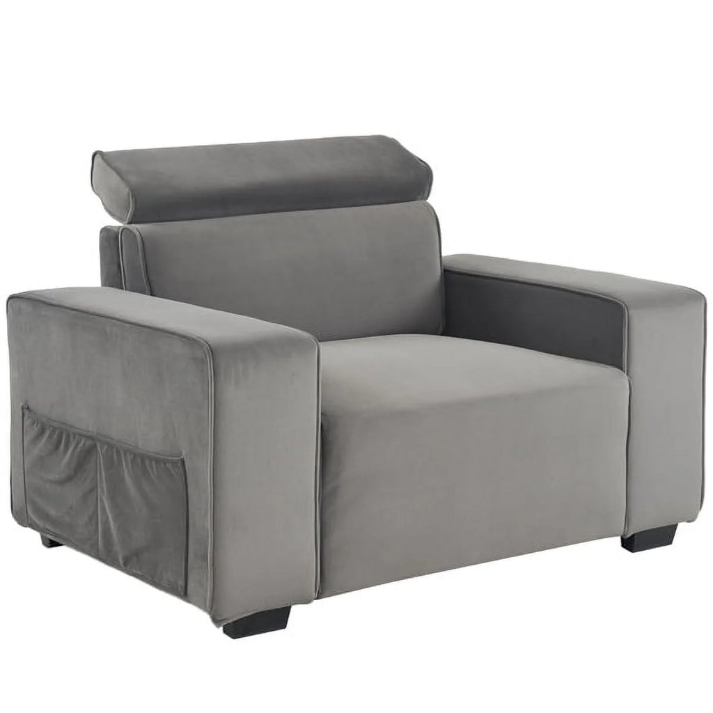 Brown Single Sofa with Side Pockets K445