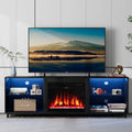 Black Fireplace TV Stand up to 80" with LED Light J4550