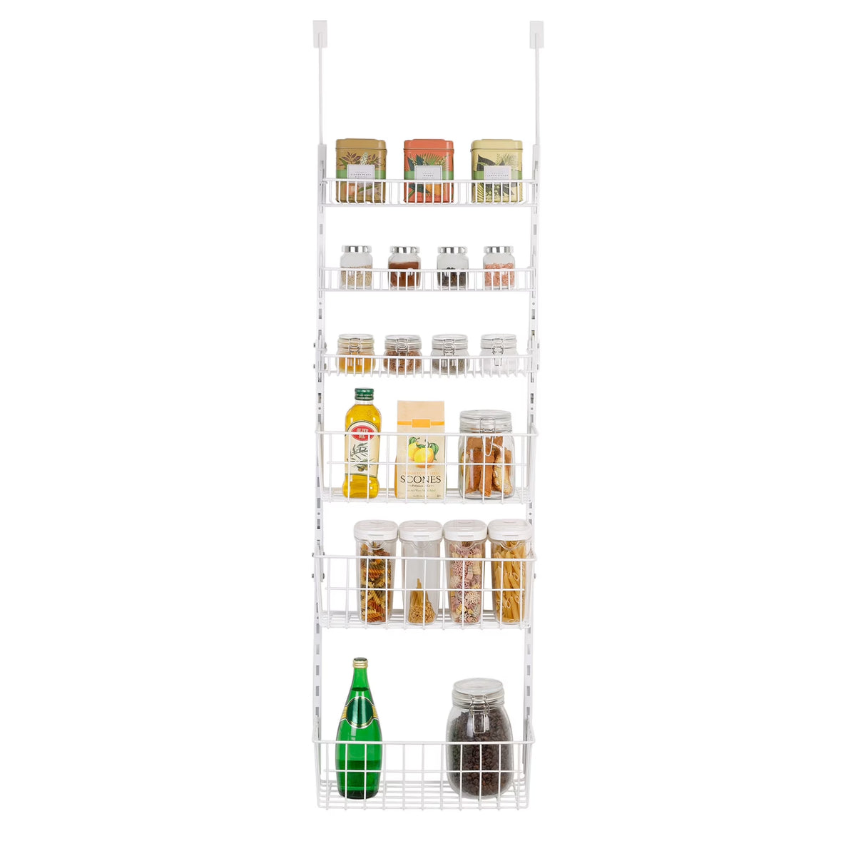 Over the Door Pantry Organizer Rack with 6 Adjustable Steel Shelves C765