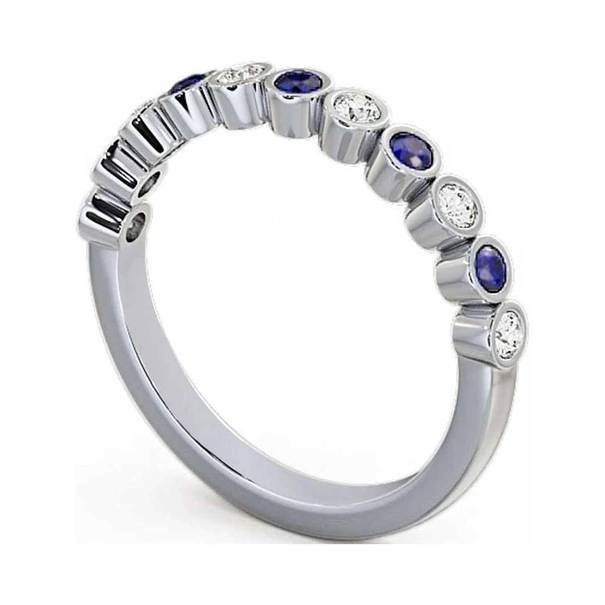 14K White Gold Blue Sapphire Eternity Band Y33517