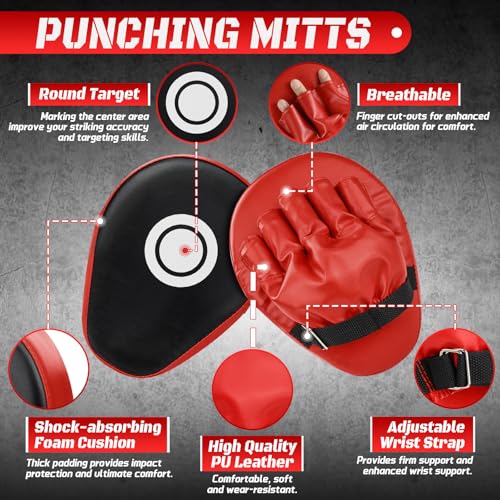 4-in-1 Kids Boxing Gloves and Punching Mitts Set with Hand Wraps E8739