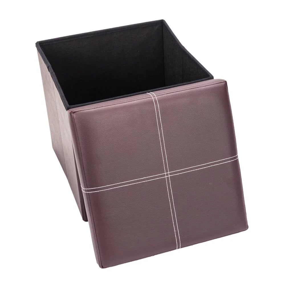 Folding Storage Cube Ottoman Brown F8835