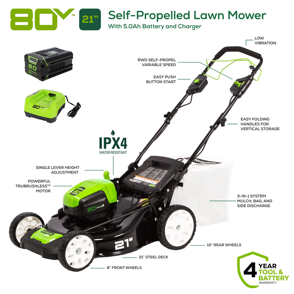 80V 21 Self Propelled Mower 5Ah Battery & Charger F41754