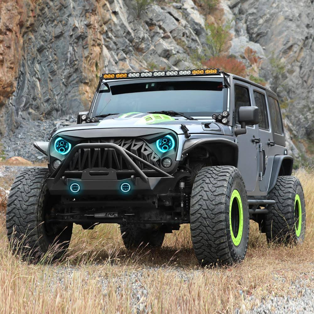 RGB Halo Headlights and Fog Lights Combo for Jeep Wrangler JK A64723