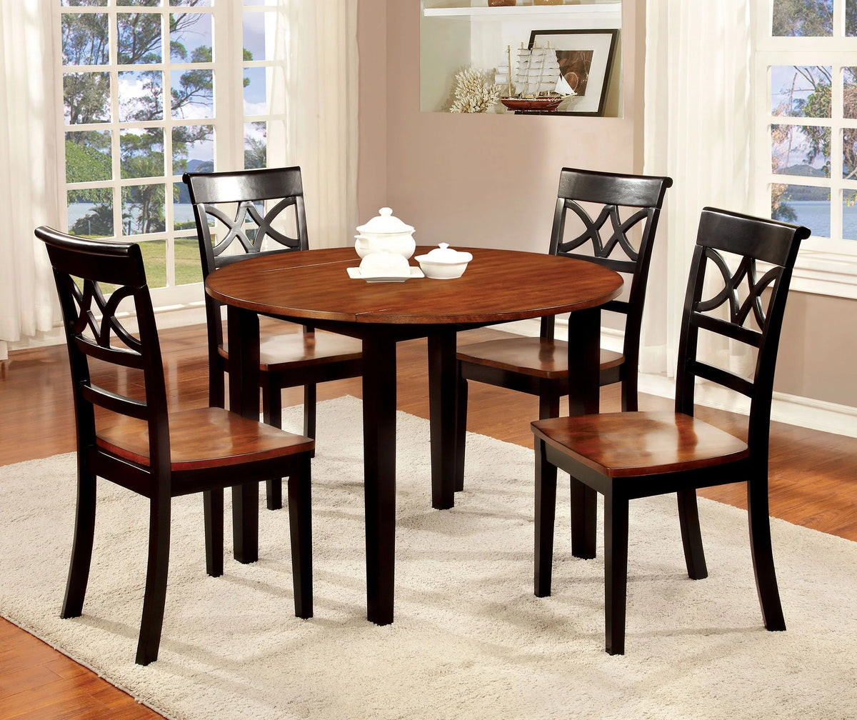 Black and Cherry Wood Dining Chairs, Set of 2 R718
