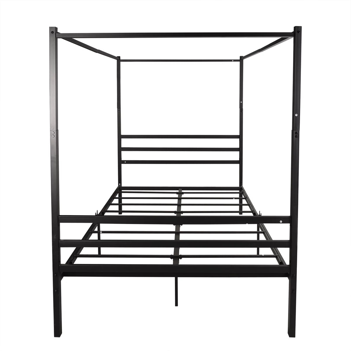 Black Queen Size Metal Platform Bed with Headboard U913154
