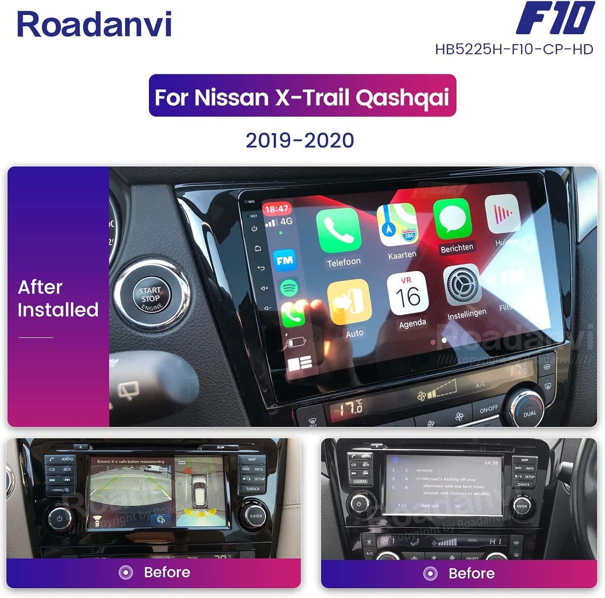 Car Stereo Bluetooth Touch Screen Radio with Carplay Android Auto T966