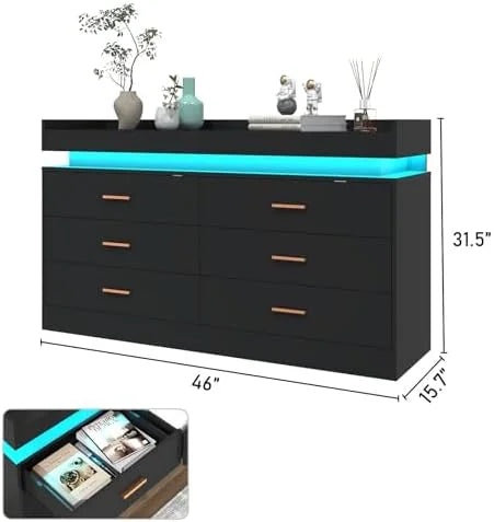 9 Drawer White Dresser with LED Light L92552