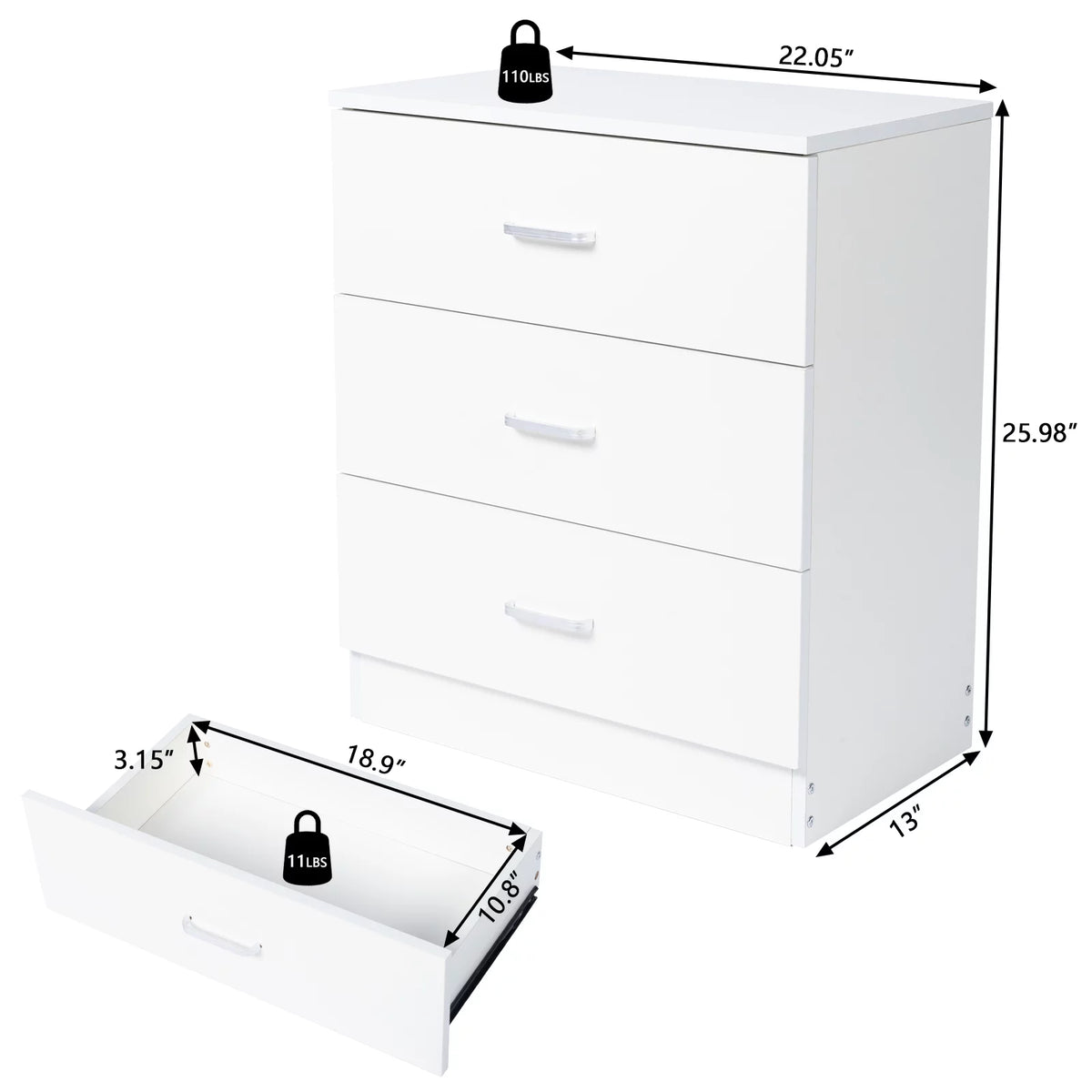 3 Drawers Nightstand N69962