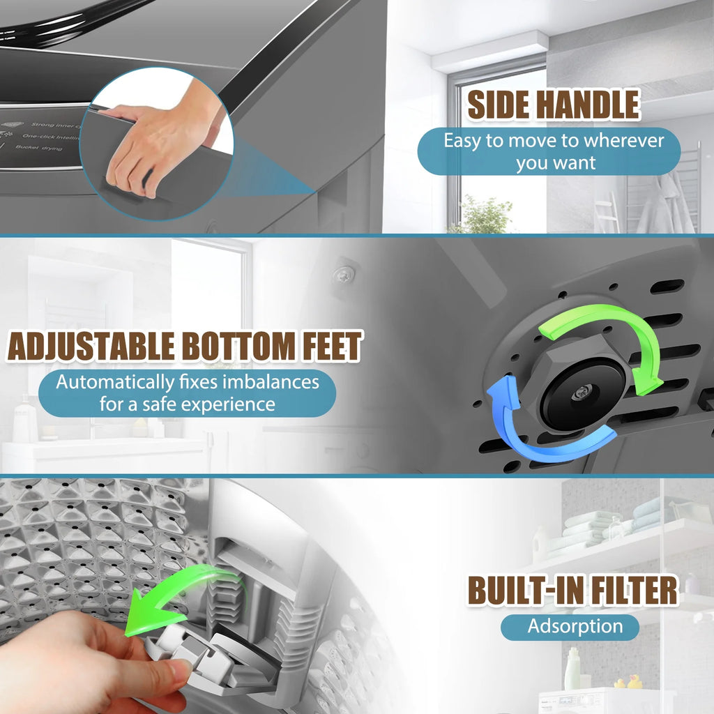 15.6lbs Fully Automatic Portable Washing Machine with LED Display O791862