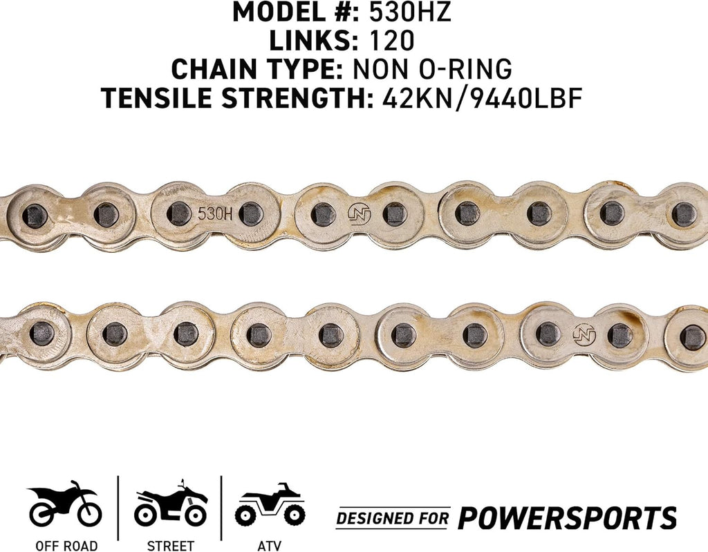 Drive Sprocket Chain Combo Front 16 Rear 42 Tooth 530HZ Standard 120 Links Pack of 2 F8475