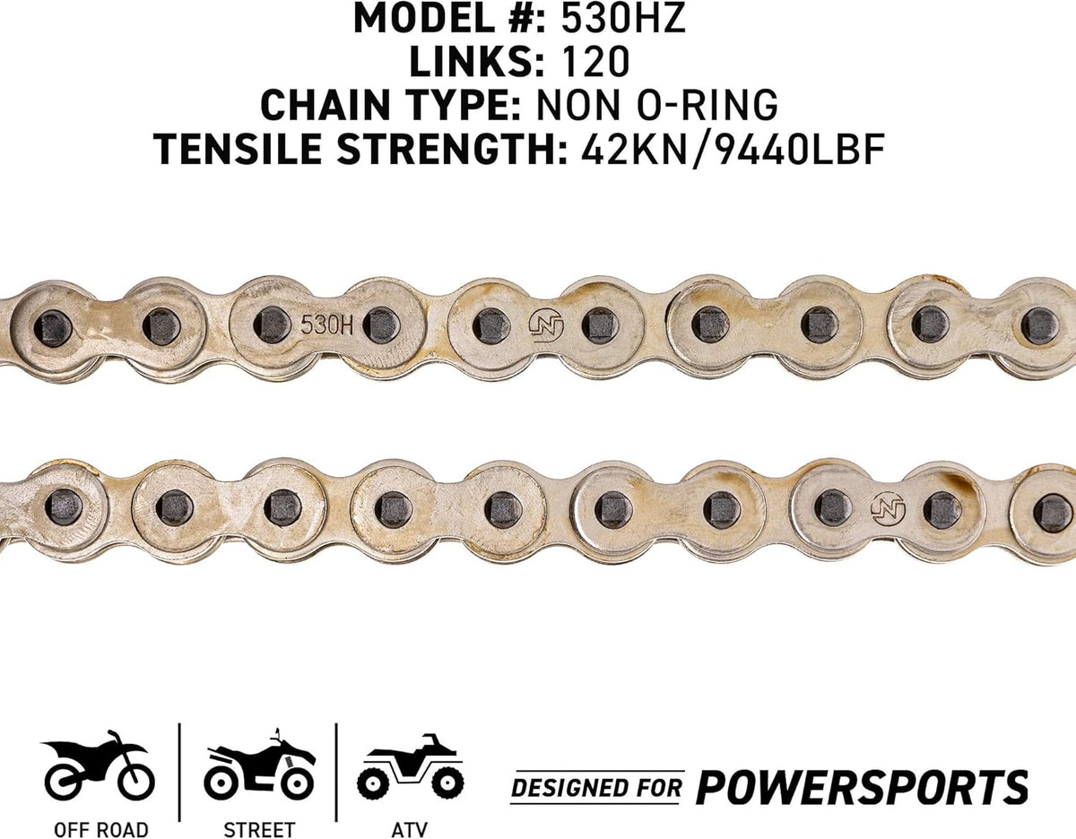 Drive Sprocket Chain Combo Front 16 Rear 42 Tooth 530HZ Standard 120 Links Pack of 2 F8475