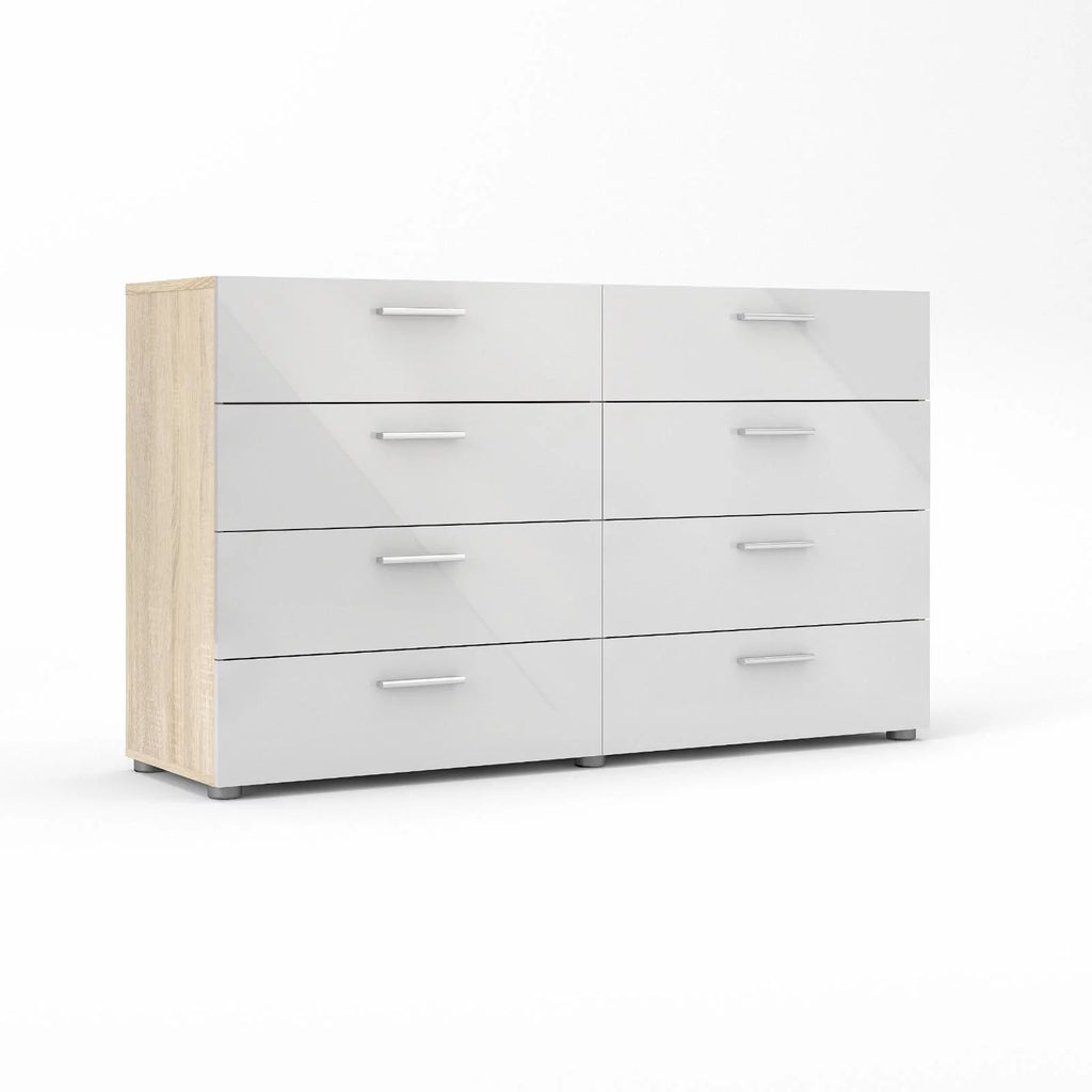 White 8 Drawer Double Dresser D119