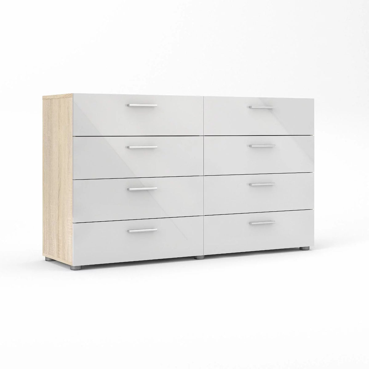 White 8 Drawer Double Dresser D119