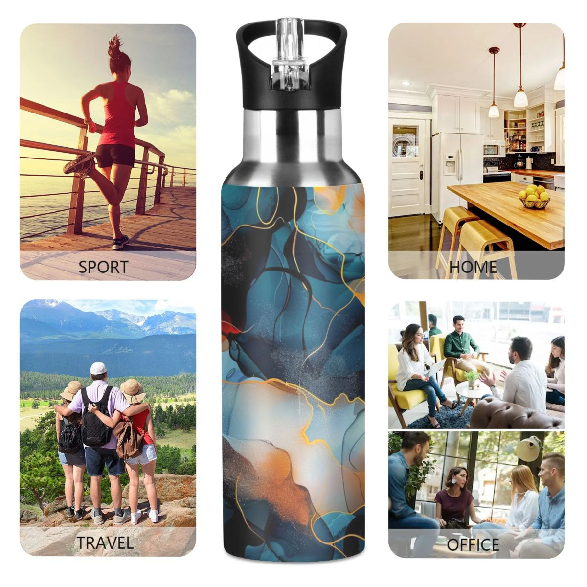 20 oz Stainless Steel Insulated Water Bottle with Straw Lid D706766