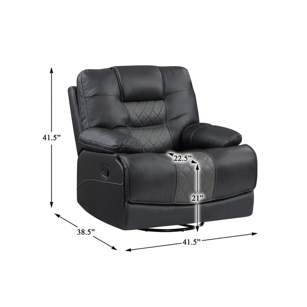 Gray Faux Leather Swivel Glider Reclining Chair K161