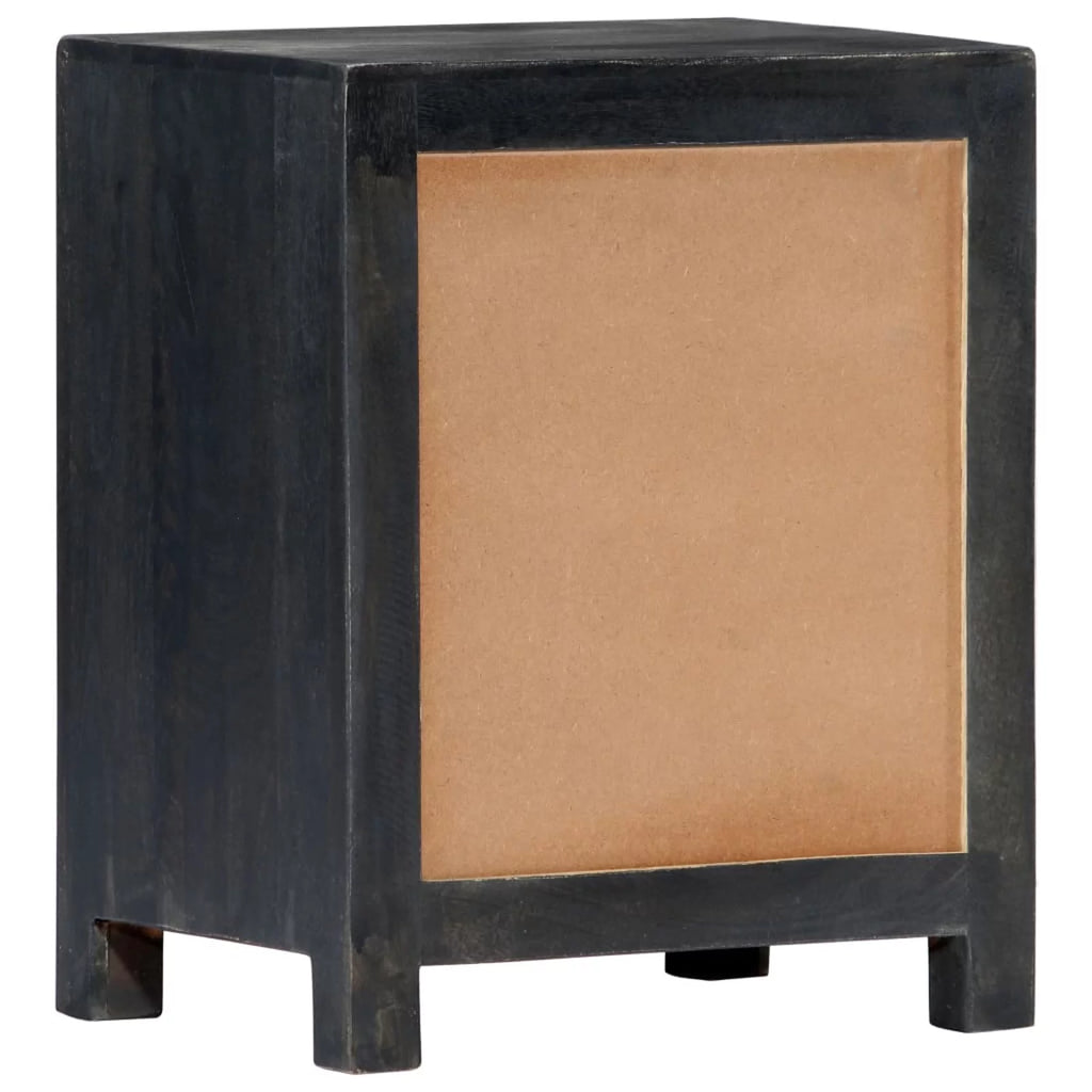 Hand Carved Gray Solid Mango Wood Bedside Cabinet I357022