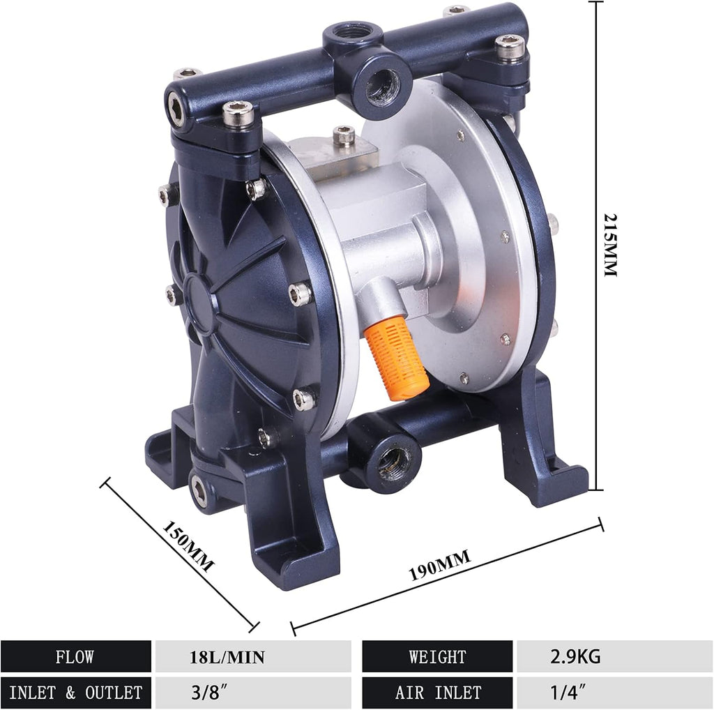 Air-Operated Double Diaphragm Pump 3/8" Inlet & Outlet 1/4" Air Inlet (18L/min) P841