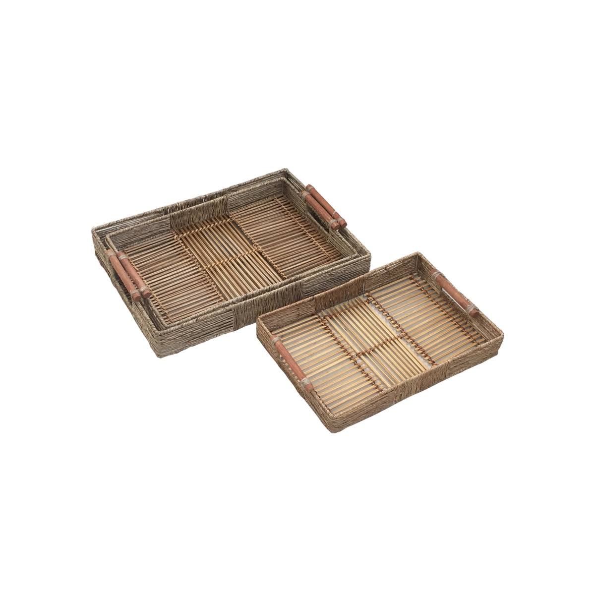 Natural Fiber Rattan Tray Brown - Set of 3 S60008
