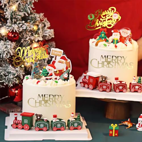 10Pcs Christmas Cake Toppers Acrylic Mirror Gold Silver C778