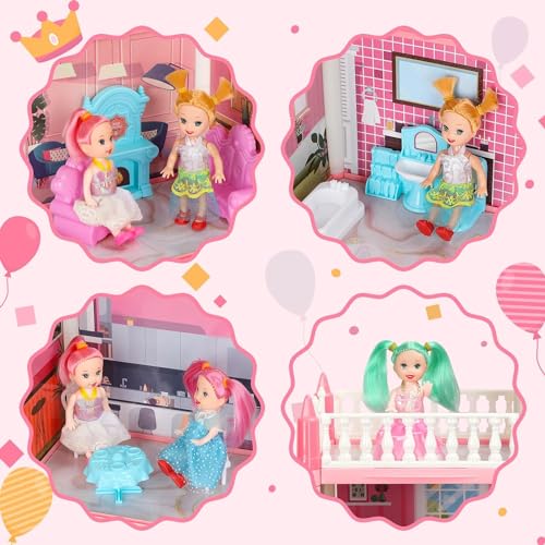 4-Story 11 Rooms Dollhouse with 4 Dolls and Furniture Set X74037
