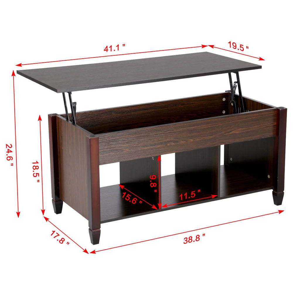 Modern Lift Top Coffee Table with 3 Storage Compartments W397966