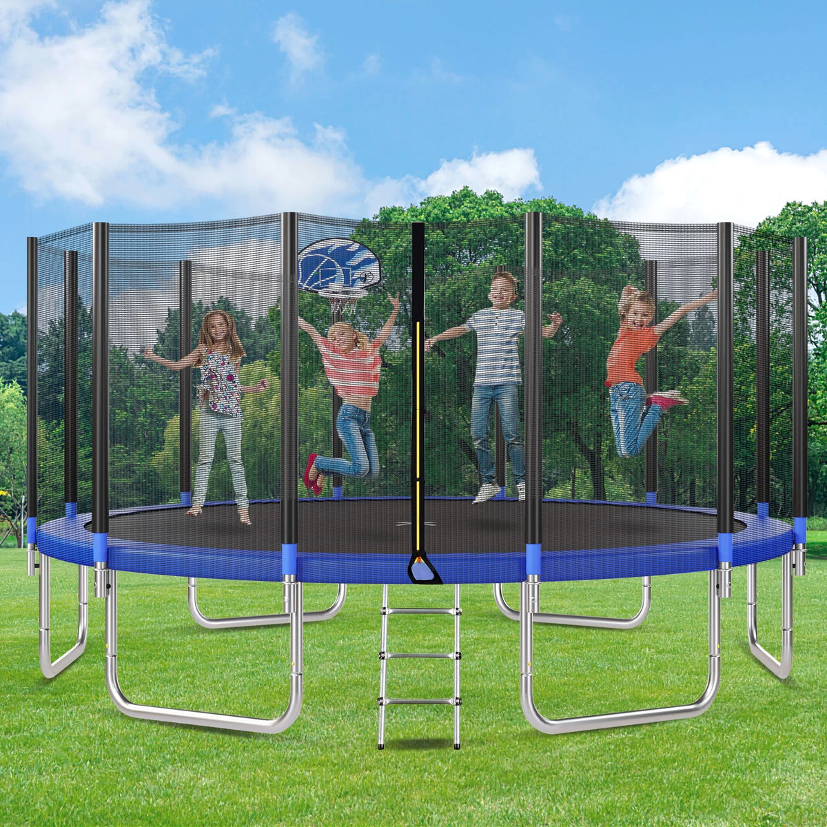16FT Trampoline with Enclosure, Ladder, Basketball Hoop H95124